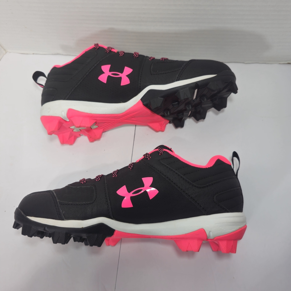 Under Armour Black and Pink Cleats Womens Sz 5.5Y Baseboll - Picture 9 of 12